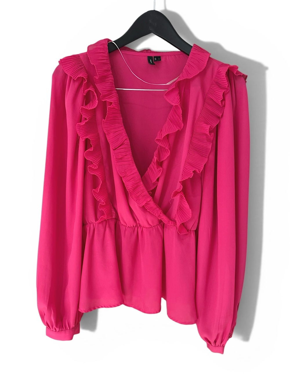Vero Moda Pink Ruffled Long Sleeve Blouse Size L